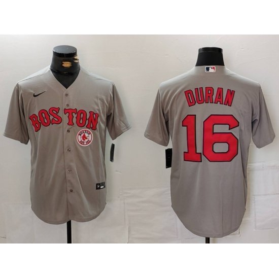 Men Boston Red Sox 16 Jarren Duran Grey Stitched Baseball Jersey 1