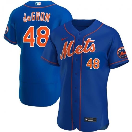 Men NeW York Mets 48 Jacob deGrom Men Nike Royal Alternate 2020 Flex Base Player MLB Jersey