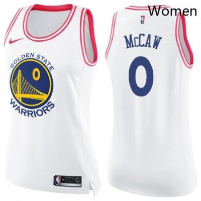 Womens Nike Golden State Warriors 0 Patrick McCaw Swingman WhitePink Fashion NBA Jersey