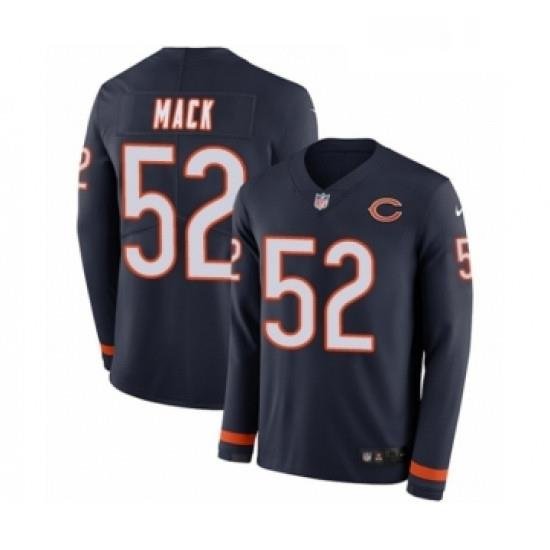 Youth Nike Chicago Bears 52 Khalil Mack Limited Navy Blue Therma Long Sleeve NFL Jersey