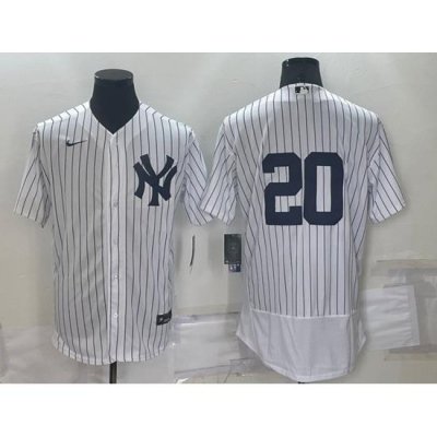 Men New York Yankees 20 Jorge Posada White Flex Base Stitched Baseball Jersey