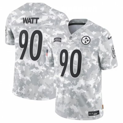 Men Pittsburgh Steelers 90 T  J  Watt 2024 Arctic Camo Salute To Service Limited Stitched Football Jersey