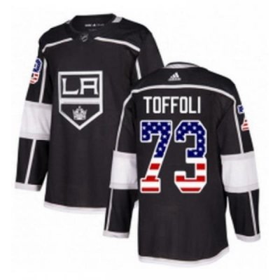 Mens Adidas Los Angeles Kings 73 Tyler Toffoli Authentic Black USA Flag Fashion NHL Jersey