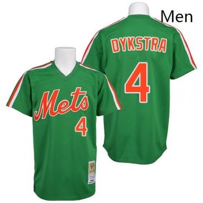 Mens Mitchell and Ness NeW York Mets 4 Lenny Dykstra Authentic Green 1985 ThroWback MLB Jersey