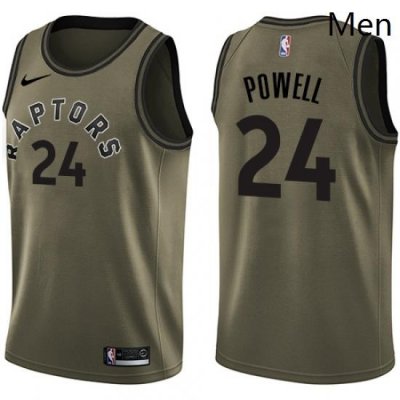 Mens Nike Toronto Raptors 24 Norman Powell Swingman Green Salute to Service NBA Jersey