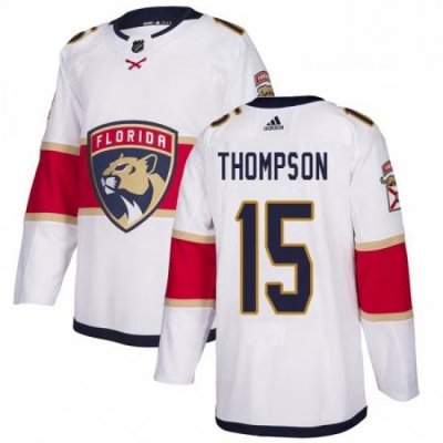 Mens Adidas Florida Panthers 15 Paul Thompson Authentic White Away NHL Jersey