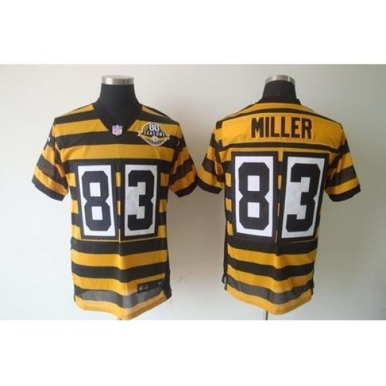 Nike Pittsburgh Steelers 83 Heath Miller Yellow Black Elite 80TH Throwback NFL Jersey