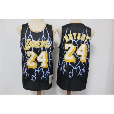 Lakers 24 Kobe Bryant Black Hardwood Classics Lightning Limited Edition Jersey