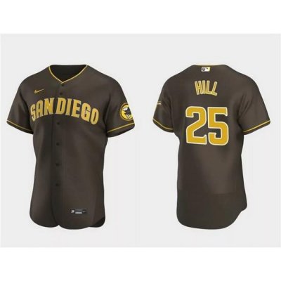 Men San Diego Padres 25 Tim Hill BroWn Flex Base Stitched Baseball Jersey