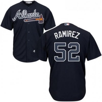 Youth Majestic Atlanta Braves 52 Jose Ramirez Authentic Blue Alternate Road Cool Base MLB Jersey