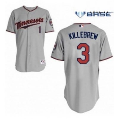 Mens Majestic Minnesota Twins 3 Harmon Killebrew Authentic Grey Road Cool Base MLB Jersey