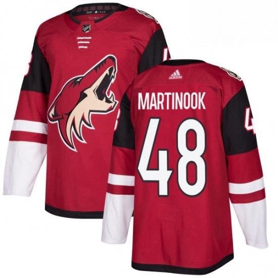 Mens Adidas Arizona Coyotes 48 Jordan Martinook Authentic Burgundy Red Home NHL Jersey