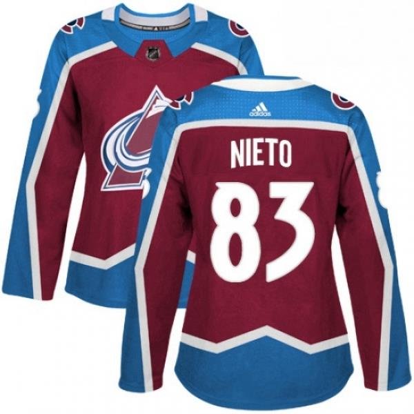 Womens Adidas Colorado Avalanche 83 Matt Nieto Premier Burgundy Red Home NHL Jersey