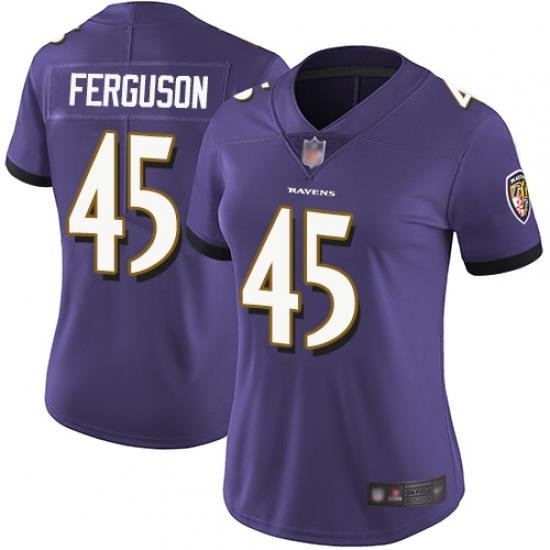 Ravens 45 Jaylon Ferguson Purple Team Color Women Stitched Football Vapor Untouchable Limited Jersey