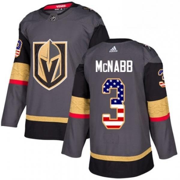 Mens Adidas Vegas Golden Knights 3 Brayden McNabb Authentic Gray USA Flag Fashion NHL Jersey