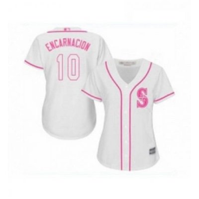 Womens Seattle Mariners 10 Edwin Encarnacion Replica White Fashion Cool Base Baseball Jersey