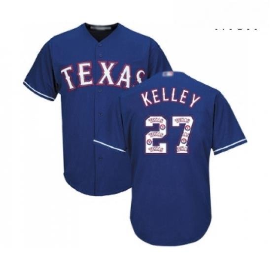 Mens Texas Rangers 27 Shawn Kelley Authentic Royal Blue Team Logo Fashion Cool Base Baseball Jersey