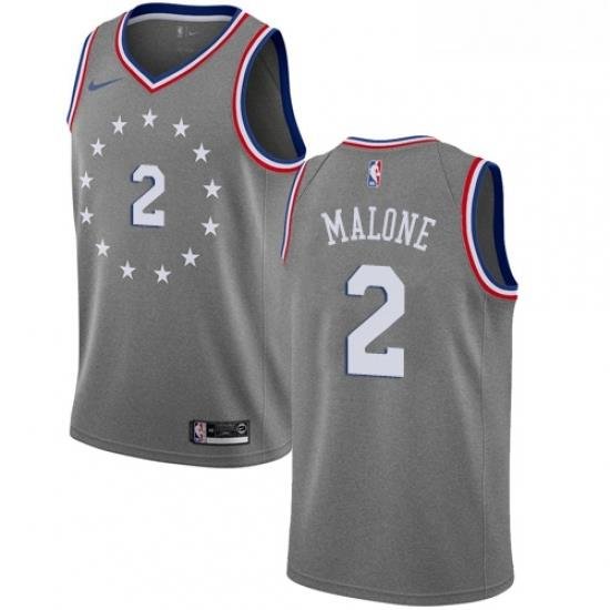 Youth Nike Philadelphia 76ers 2 Moses Malone Swingman Gray NBA Jersey City Edition