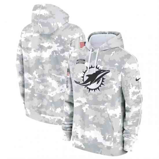 Youth Miami Dolphins 2024 White Gray Salute To Service Pullover Hoodie