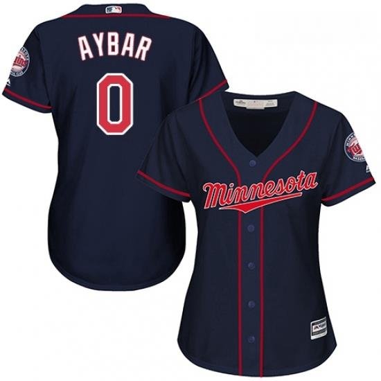 Womens Majestic Minnesota Twins 0 Erick Aybar Replica Navy Blue Alternate Road Cool Base MLB Jersey