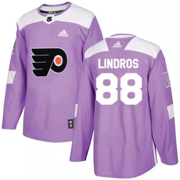 Mens Adidas Philadelphia Flyers 88 Eric Lindros Authentic Purple Fights Cancer Practice NHL Jersey