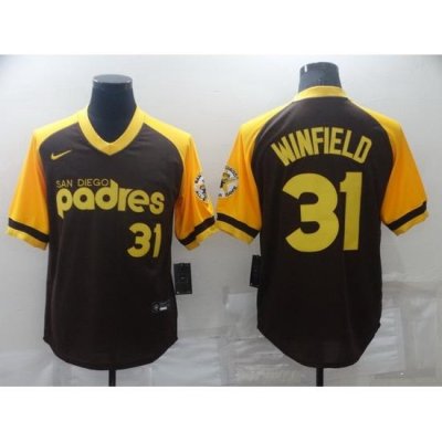 Men San Diego Padres 31 Dave Winfield BroWn Stitched jersey