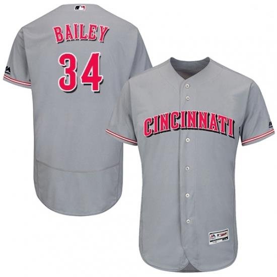 Mens Majestic Cincinnati Reds 34 Homer Bailey Grey Flexbase Authentic Collection MLB Jersey