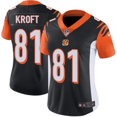 Nike Bengals #81 Tyler Kroft Black Team Color Womens Stitched NFL Vapor Untouchable Limited Jersey