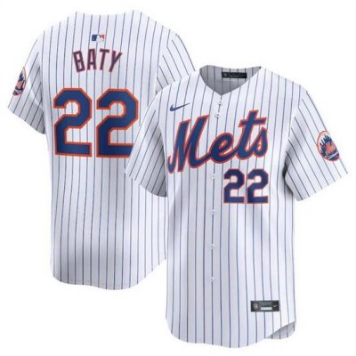 Men NeW York Mets 22 Brett Baty White 2024 Home Limited Stitched Baseball Jersey