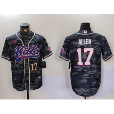 Men Buffalo Bills 17 Josh Allen Camo Team Cool Base Stitched Baseball Jersey 1