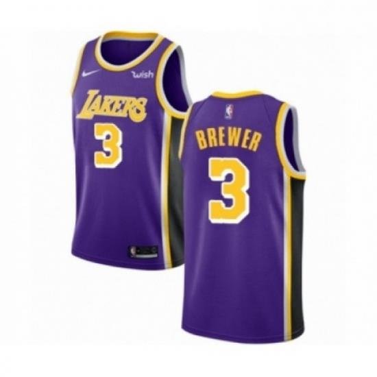 Mens Los Angeles Lakers 3 Corey Brewer Authentic Purple Basketball Jerseys Icon Edition