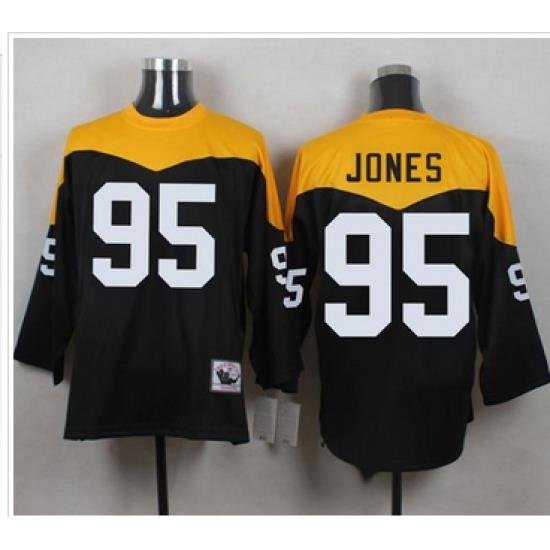 Mitchell And Ness 1967 Pittsburgh Steelers 95 Jarvis Jones Black Yelllow Throwback Men 27s Stitched