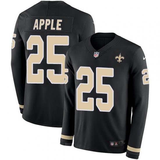 Nike Saints #25 Eli Apple Black Team Color Men Stitched NFL Limited Therma Long Sleeve Jersey