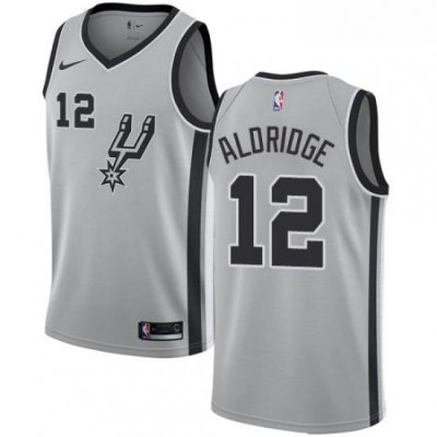 Womens Nike San Antonio Spurs 12 LaMarcus Aldridge Authentic Silver Alternate NBA Jersey Statement Edition