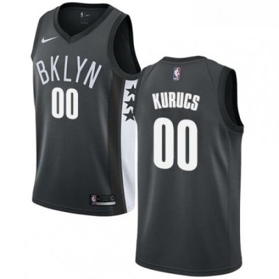 Youth Nike Brooklyn Nets 00 Rodions Kurucs Swingman Gray NBA Jersey Statement Edition