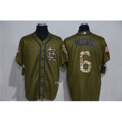 Cardinals 6 Stan Musial Olive 2020 Nike Cool Base Jersey