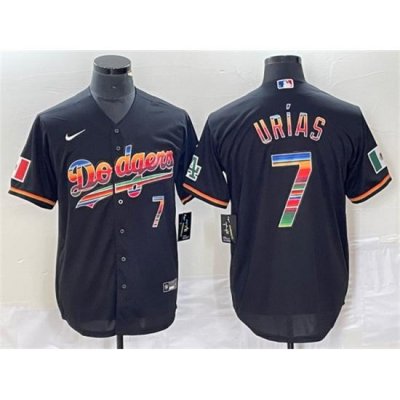 Men Los Angeles Dodgers 7 Julio Urias Black Mexico Cool Base Stitched Jersey