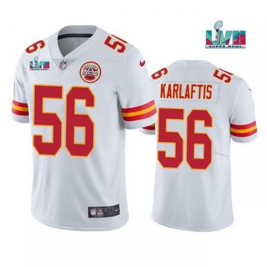 Men Women Youth Toddler Kansas City Chiefs 56 George Karlaftis White Super Bowl LVII Patch Vapor Untouchable Limited Stitched Jersey