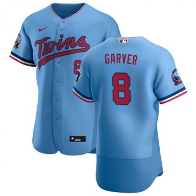 Men Minnesota TWins 8 Mitch Garver Men Nike Light Blue Alternate 2020 60th Season Flex Base Team MLB Jersey