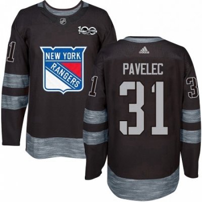 Mens Adidas New York Rangers 31 Ondrej Pavelec Authentic Black 1917 2017 100th Anniversary NHL Jersey