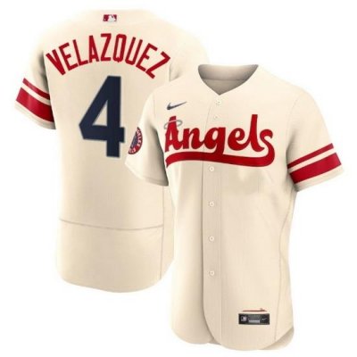 Men Los Angeles Angels 4 AndreW Velazquez 2022 Cream City Connect Flex Base Stitched Jerseyy