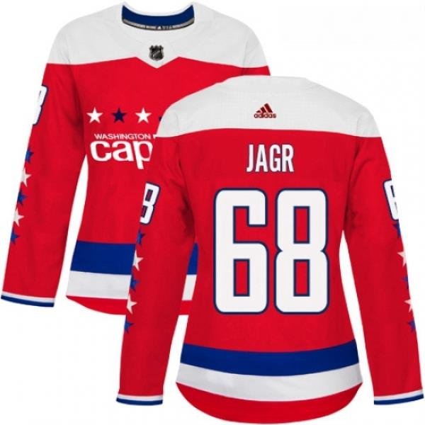 Womens Adidas Washington Capitals 68 Jaromir Jagr Authentic Red Alternate NHL Jersey