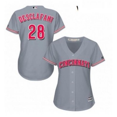 Womens Majestic Cincinnati Reds 28 Anthony DeSclafani Authentic Grey Road Cool Base MLB Jersey