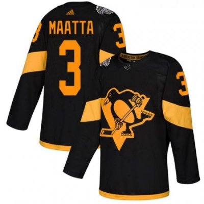 Youth Adidas Pittsburgh Penguins 3 Olli Maatta Black Authentic 2019 Stadium Series Stitched NHL Jersey