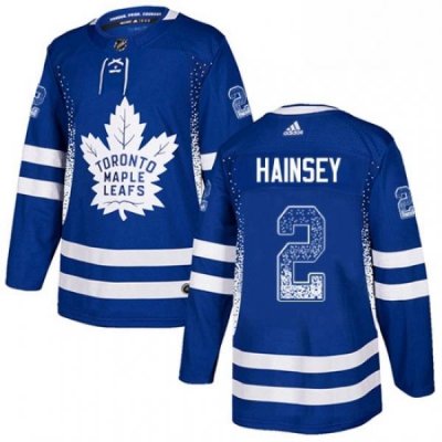 Mens Adidas Toronto Maple Leafs 2 Ron Hainsey Authentic Blue Drift Fashion NHL Jersey