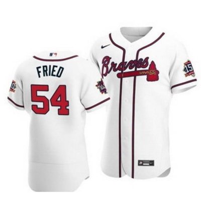 Men Atlanta Atlanta Braves 54 Max Fried White Flexbase Jersey