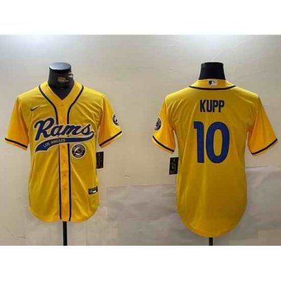 Men Los Angeles Rams 10 Cooper Kupp yellow Cool Base Stitched Baseball Jersey 2