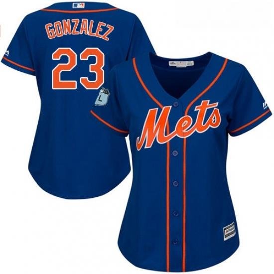 Womens Majestic New York Mets 23 Adrian Gonzalez Replica Royal Blue Alternate Home Cool Base MLB Jersey