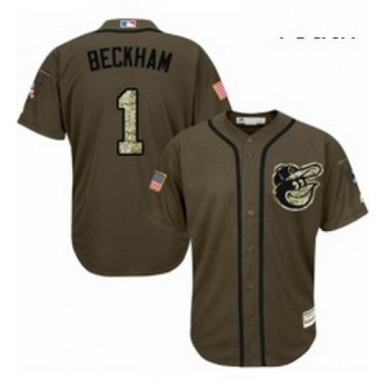 Youth Majestic Baltimore Orioles 1 Tim Beckham Authentic Green Salute to Service MLB Jersey