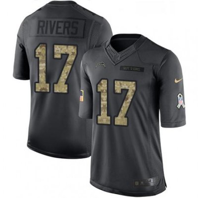 Men Nike Los Angeles Chargers 17 Philip Rivers Limited Black 2016 Salute to Service NFL Jersey